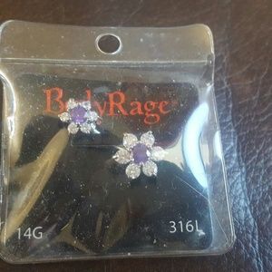 purple flower belly button ring